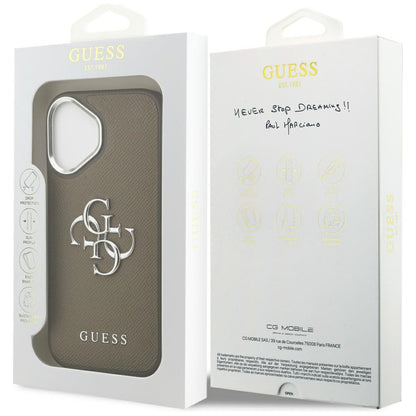 Tok Apple iPhone 17-hez, Guess, 4G Grained Big And Classic Logo, Barna Ezüst