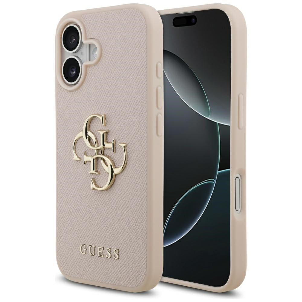 Tok a Apple iPhone 17-hez, Guess, 4G Grained Big and Classic Logo, Rózsaszín
