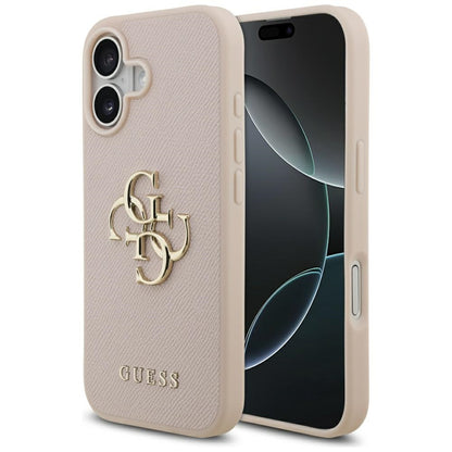 Tok a Apple iPhone 17-hez, Guess, 4G Grained Big and Classic Logo, Rózsaszín
