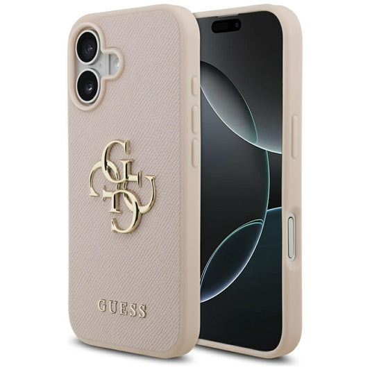 Tok a Apple iPhone 17-hez, Guess, 4G Grained Big and Classic Logo, Rózsaszín