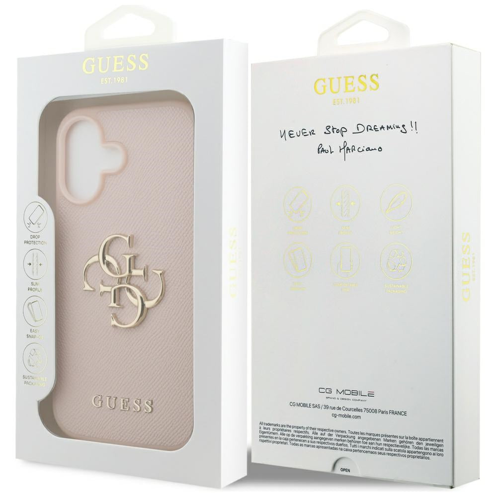 Tok a Apple iPhone 17-hez, Guess, 4G Grained Big and Classic Logo, Rózsaszín