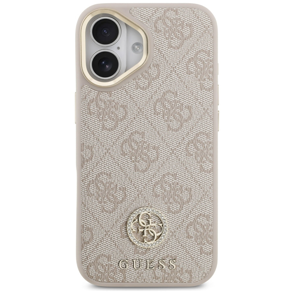Tok Apple iPhone 17-hez, Guess, 4G Strass Logo és Nagy Pánt, Rózsaszín