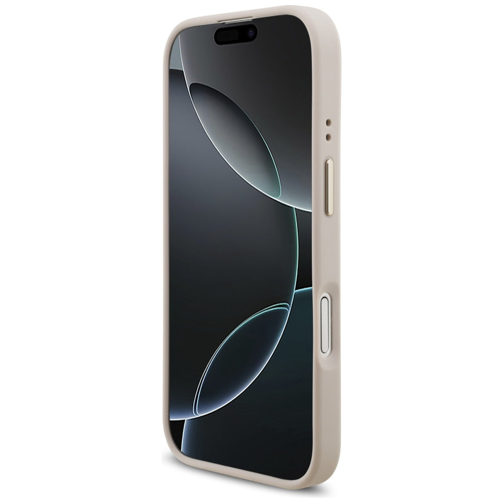 Tok Apple iPhone 17-hez, Guess, 4G Strass Logo és Nagy Pánt, Rózsaszín