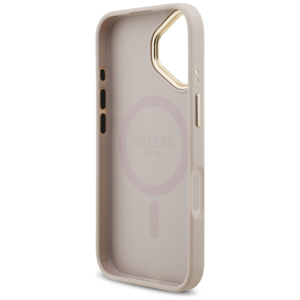 Tok Apple iPhone 17-hez, Guess, 4G Strass Logo és Nagy Pánt, Rózsaszín