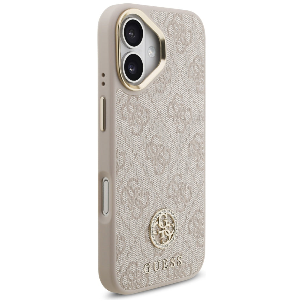 Tok Apple iPhone 17-hez, Guess, 4G Strass Logo és Nagy Pánt, Rózsaszín