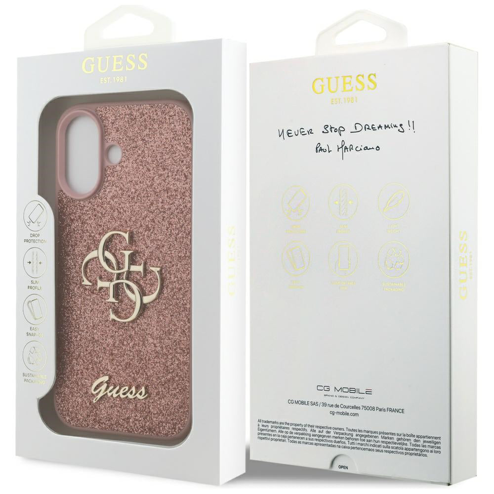 Tok Apple iPhone 17-hez, Guess, Fixed Glitter Big 4G, Rózsaszín
