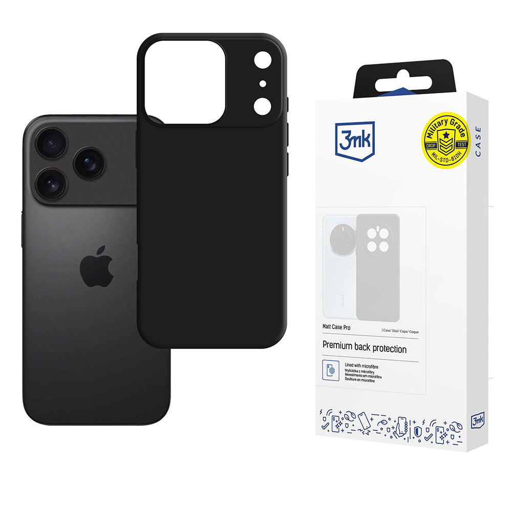 Tok a Apple iPhone 17 Pro-hoz, 3MK, Matt Pro, Fekete