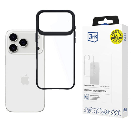 Tok a Apple iPhone 17 Pro-hoz, 3MK, Satin Armor Case+, Fekete
