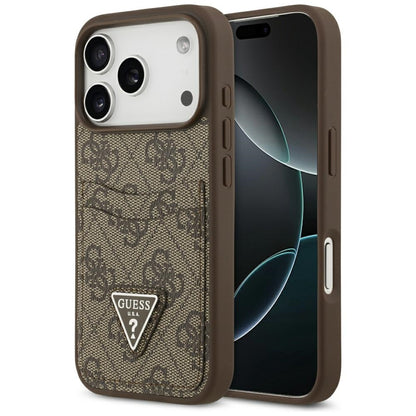 Tok a Apple iPhone 17 Pro-hoz, Guess, 4G Double Card Triangle, Barna