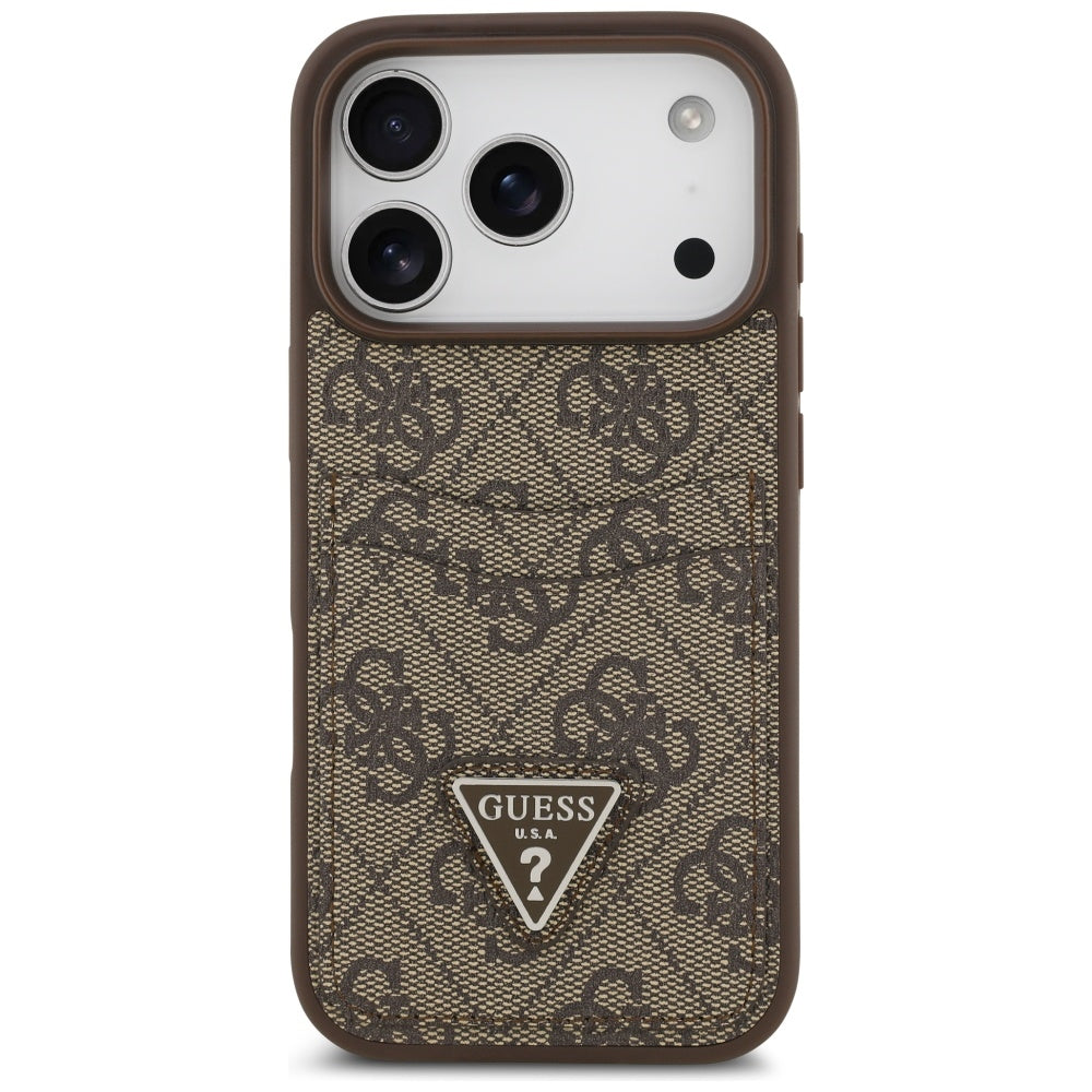 Tok a Apple iPhone 17 Pro-hoz, Guess, 4G Double Card Triangle, Barna