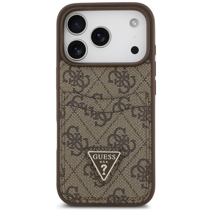 Tok a Apple iPhone 17 Pro-hoz, Guess, 4G Double Card Triangle, Barna