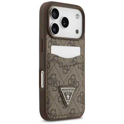 Tok a Apple iPhone 17 Pro-hoz, Guess, 4G Double Card Triangle, Barna