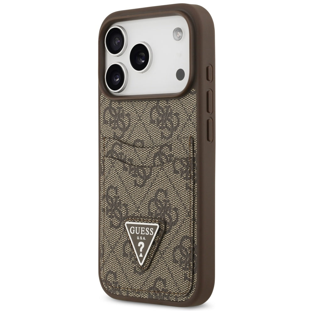 Tok a Apple iPhone 17 Pro-hoz, Guess, 4G Double Card Triangle, Barna