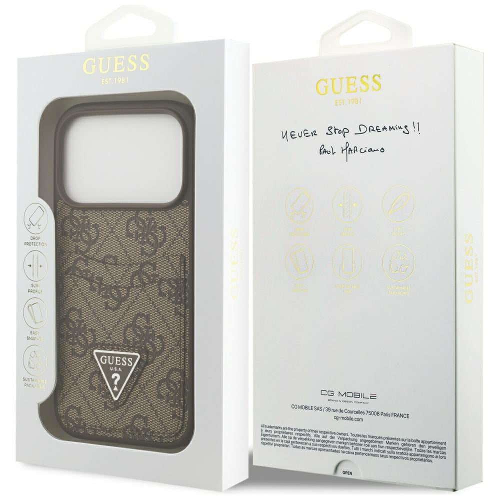 Tok a Apple iPhone 17 Pro-hoz, Guess, 4G Double Card Triangle, Barna