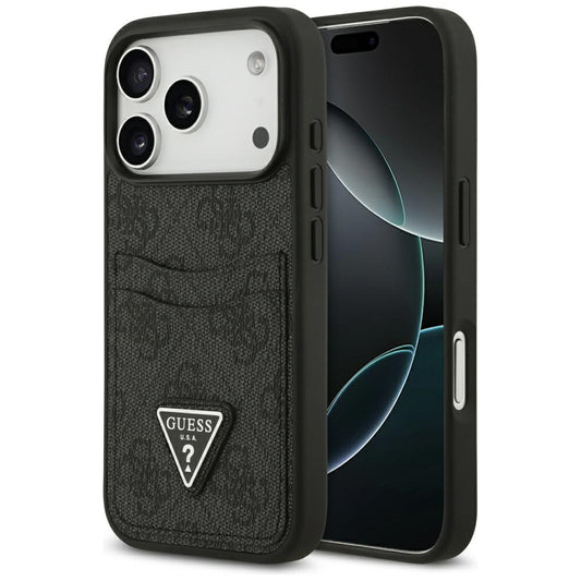 Tok a Apple iPhone 17 Pro-hoz, Guess, 4G Double Card Triangle, Fekete