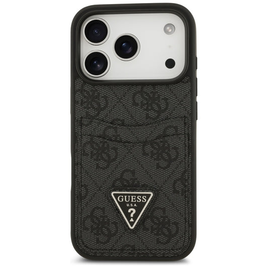 Tok a Apple iPhone 17 Pro-hoz, Guess, 4G Double Card Triangle, Fekete