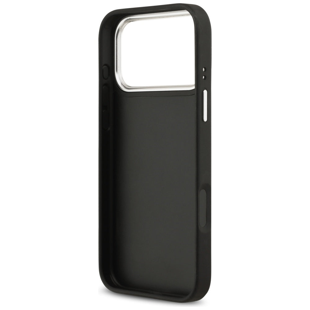 Tok Apple iPhone 17 Pro-hoz, Guess, 4G Grained Big and Classic Logo, Fekete-Ezüst