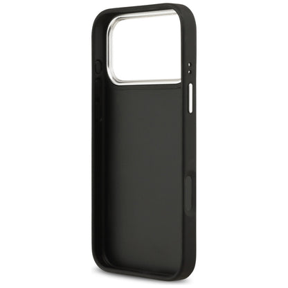 Tok Apple iPhone 17 Pro-hoz, Guess, 4G Grained Big and Classic Logo, Fekete-Ezüst