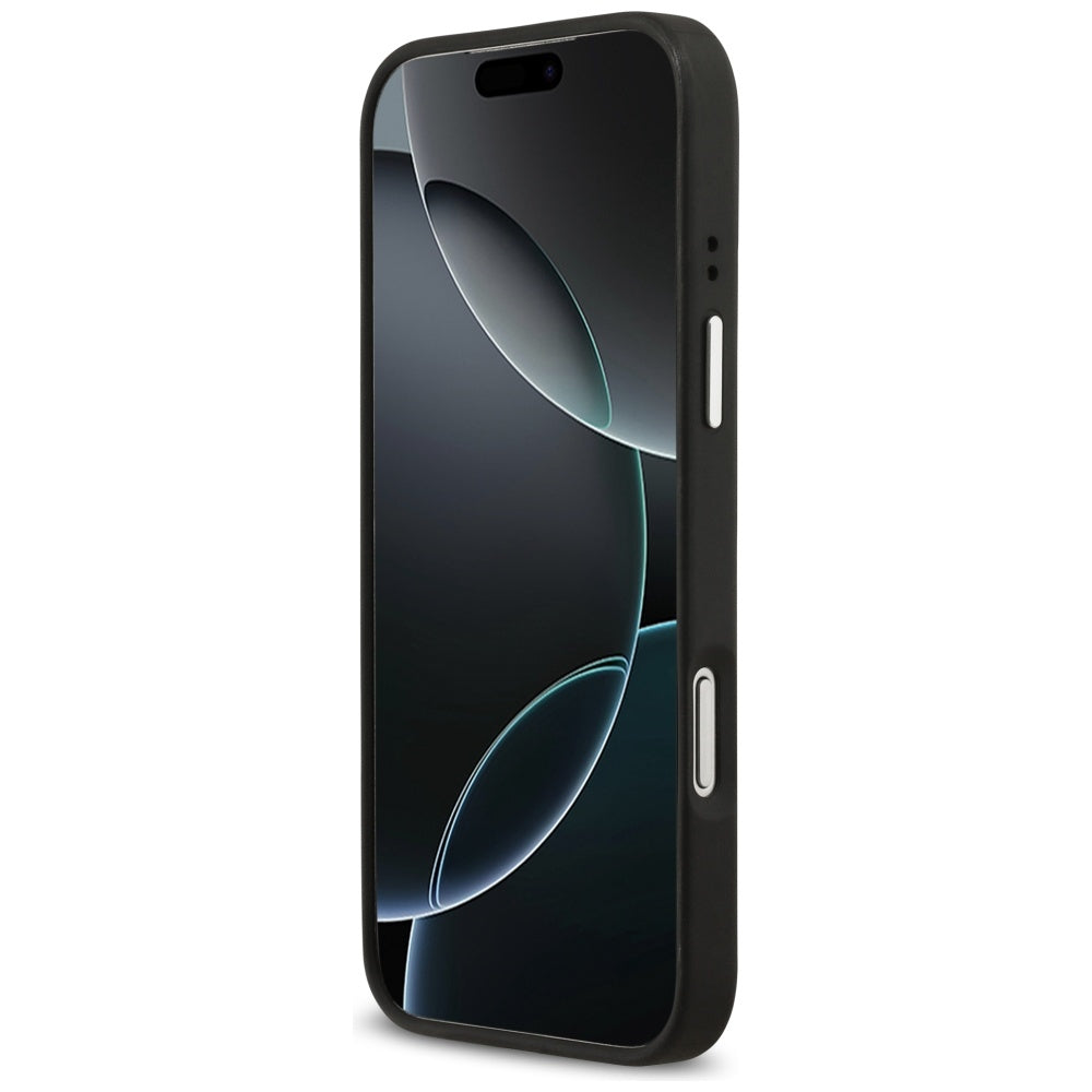 Tok Apple iPhone 17 Pro-hoz, Guess, 4G Grained Big and Classic Logo, Fekete-Ezüst