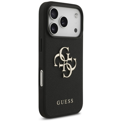 Tok Apple iPhone 17 Pro-hoz, Guess, 4G Grained Big and Classic Logo, Fekete