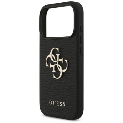 Tok Apple iPhone 17 Pro-hoz, Guess, 4G Grained Big and Classic Logo, Fekete