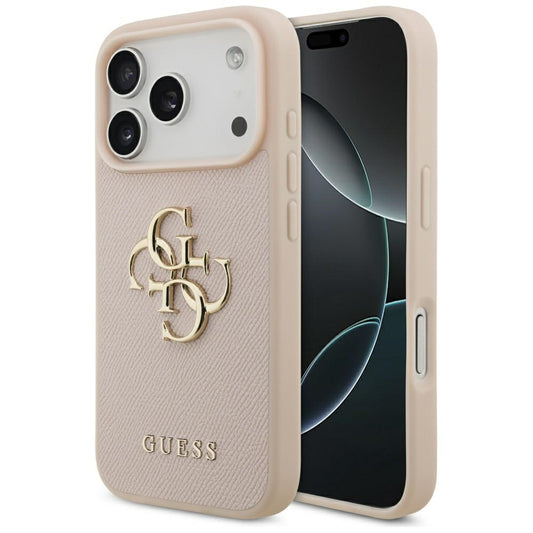 Tok Apple iPhone 17 Pro-hoz, Guess, 4G Grained Big and Classic Logo, Rózsaszín