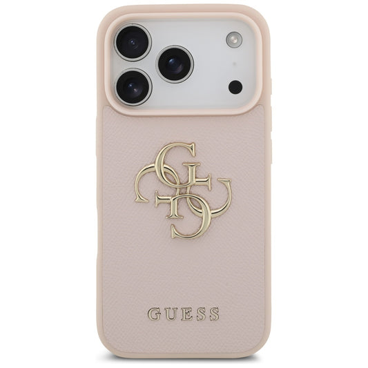 Tok Apple iPhone 17 Pro-hoz, Guess, 4G Grained Big and Classic Logo, Rózsaszín