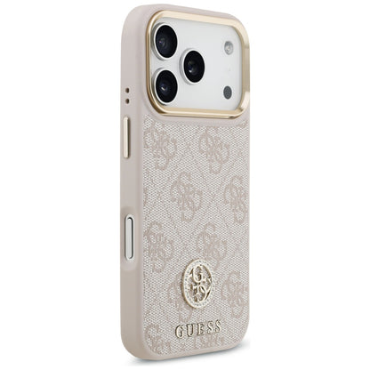 Tok Apple iPhone 17 Pro-hoz, Guess, 4G Strass Logo és Nagy Pánt, Rózsaszín
