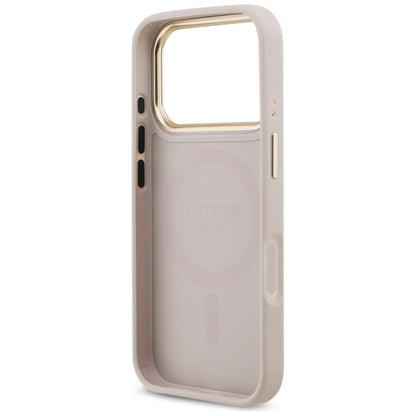 Tok Apple iPhone 17 Pro-hoz, Guess, 4G Strass Logo és Nagy Pánt, Rózsaszín