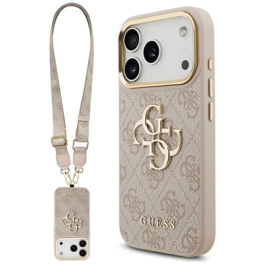 Tok Apple iPhone 17 Pro-hoz, Guess, Big 4G Classic Logo with Big Strap, Rózsaszín