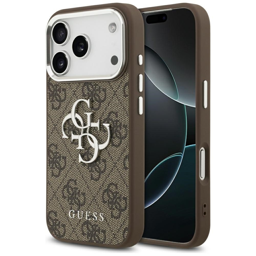 Tok Apple iPhone 17 Pro-hoz, Guess, Big 4G Logo Classic, Barna Ezüst