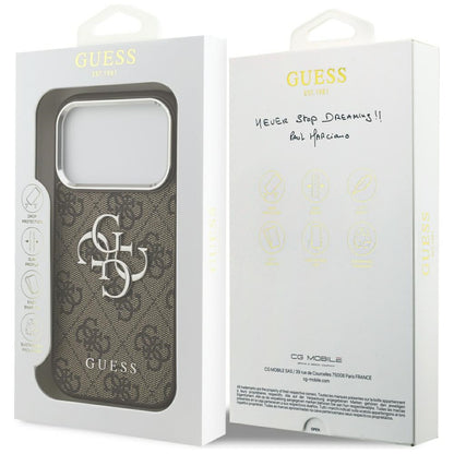 Tok Apple iPhone 17 Pro-hoz, Guess, Big 4G Logo Classic, Barna Ezüst