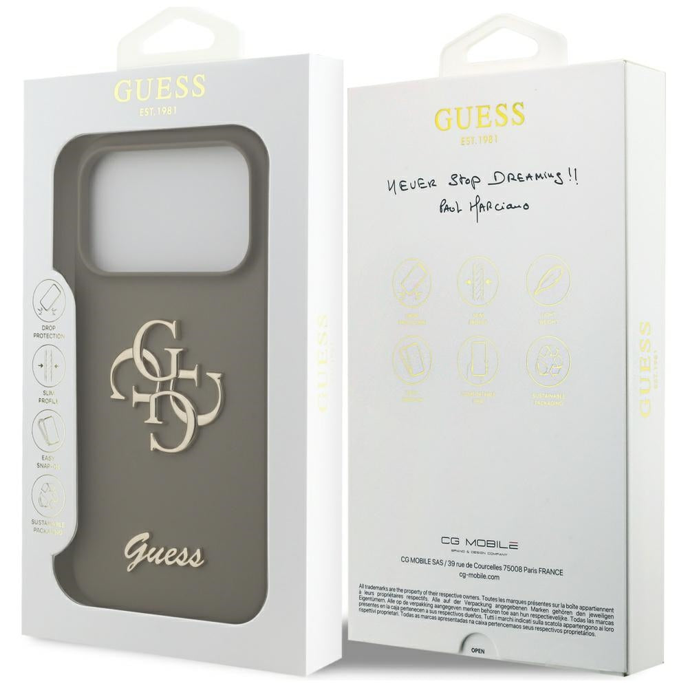 Tok a Apple iPhone 17 Pro-hoz, Guess, Big 4G Script, Barna
