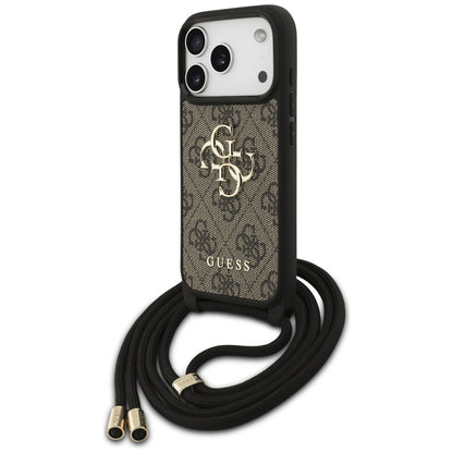Tok a Apple iPhone 17 Pro-hoz, Guess, Crossbody Cord 4G Big Log, Barna