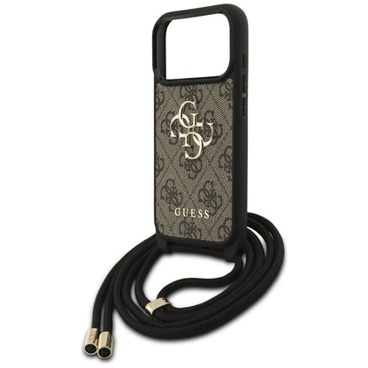 Tok a Apple iPhone 17 Pro-hoz, Guess, Crossbody Cord 4G Big Log, Barna
