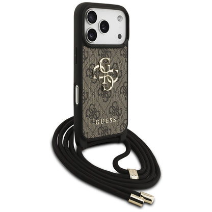 Tok a Apple iPhone 17 Pro-hoz, Guess, Crossbody Cord 4G Big Log, Barna