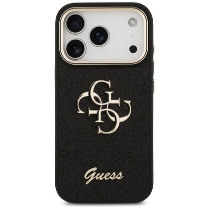 Tok Apple iPhone 17 Pro-hoz, Guess, Fixed Glitter Big 4G Metal Frame, Fekete