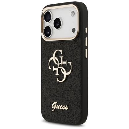 Tok Apple iPhone 17 Pro-hoz, Guess, Fixed Glitter Big 4G Metal Frame, Fekete