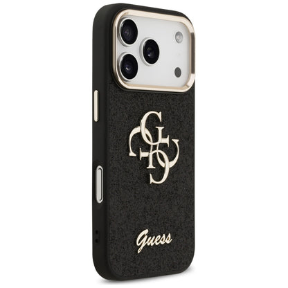 Tok Apple iPhone 17 Pro-hoz, Guess, Fixed Glitter Big 4G Metal Frame, Fekete