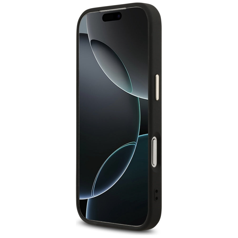 Tok Apple iPhone 17 Pro-hoz, Guess, Fixed Glitter Big 4G Metal Frame, Fekete
