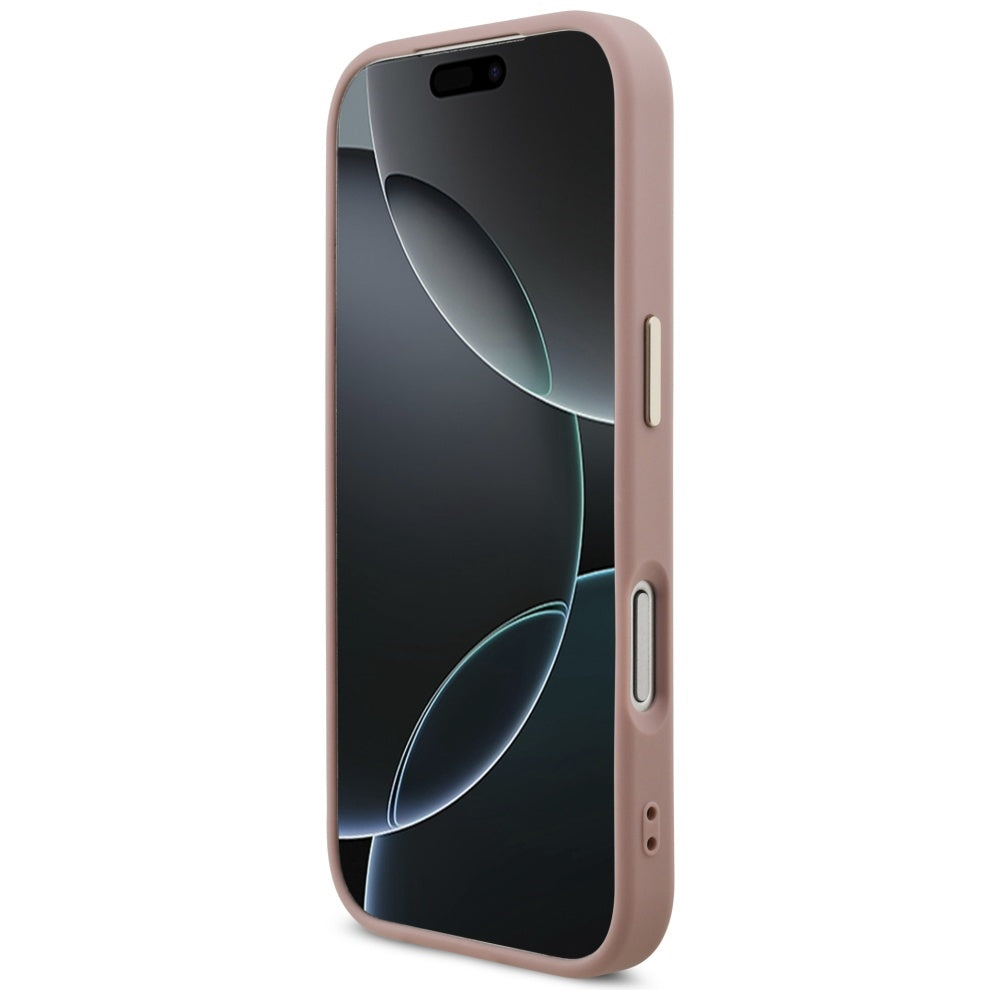 Tok Apple iPhone 17 Pro-hoz, Guess, Fixed Glitter Big 4G Metal Frame, Rózsaszín