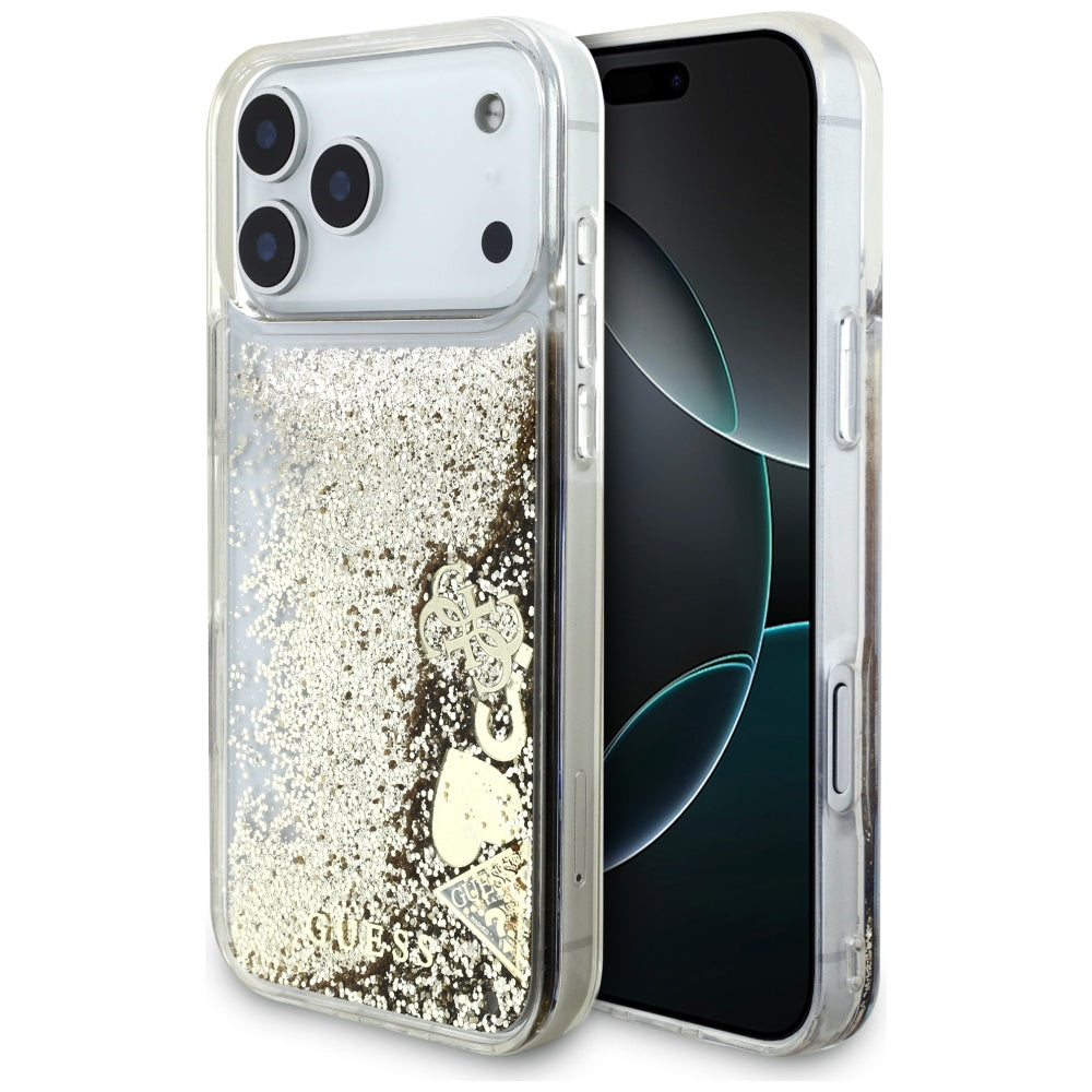 Tok a Apple iPhone 17 Pro-hoz, Guess, Liquid Glitter Charms, Arany