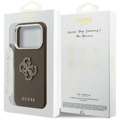 Case for Apple iPhone 17 Pro, GUESS, Resin Logo, Brown