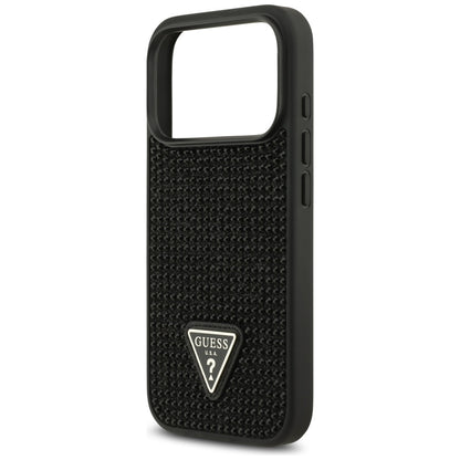 Tok Apple iPhone 17 Pro-hoz, Guess, Rhinestone Triangle Logo, Fekete