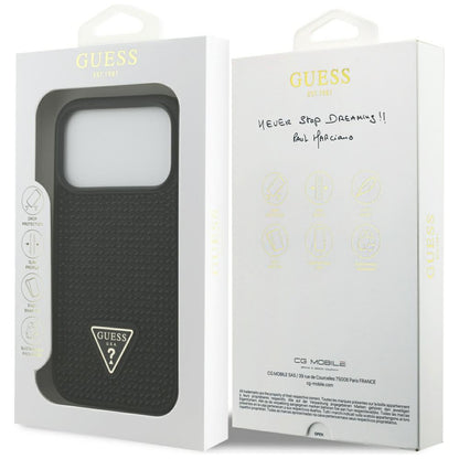 Tok Apple iPhone 17 Pro-hoz, Guess, Rhinestone Triangle Logo, Fekete