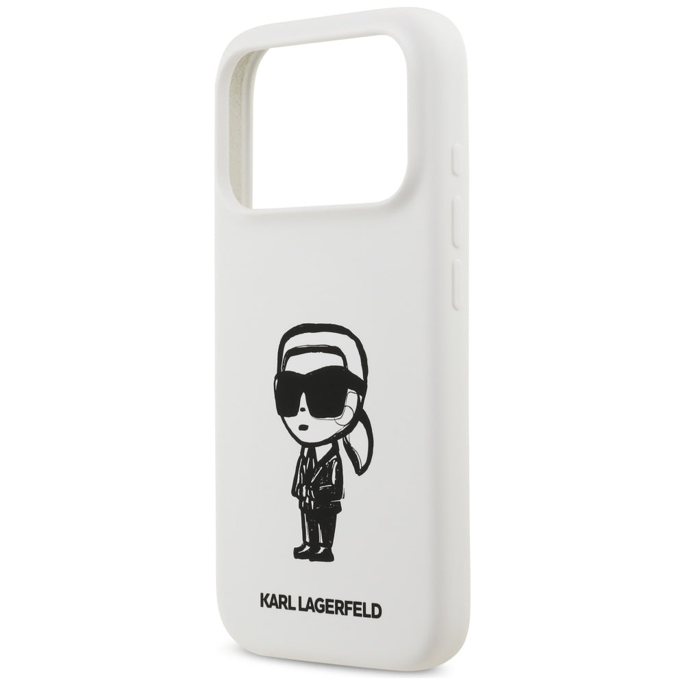 Tok Apple iPhone 17 Pro-hoz, Karl Lagerfeld, Sketch and Logo Karl, Fehér