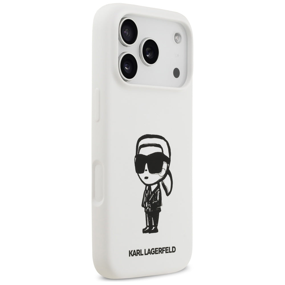 Tok Apple iPhone 17 Pro-hoz, Karl Lagerfeld, Sketch and Logo Karl, Fehér