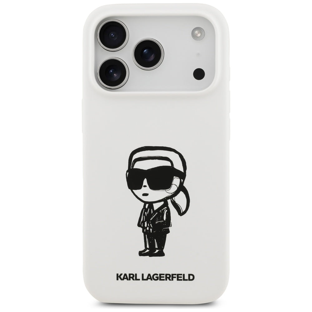 Tok Apple iPhone 17 Pro-hoz, Karl Lagerfeld, Sketch and Logo Karl, Fehér