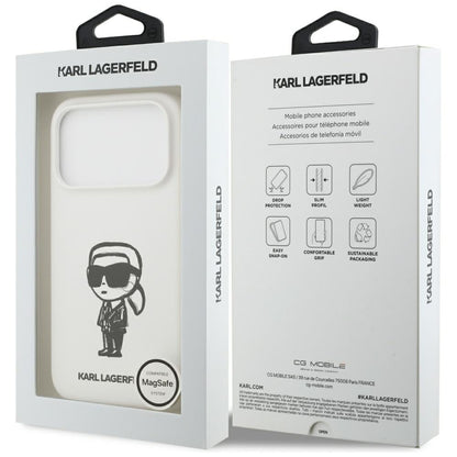 Tok Apple iPhone 17 Pro-hoz, Karl Lagerfeld, Sketch and Logo Karl, Fehér