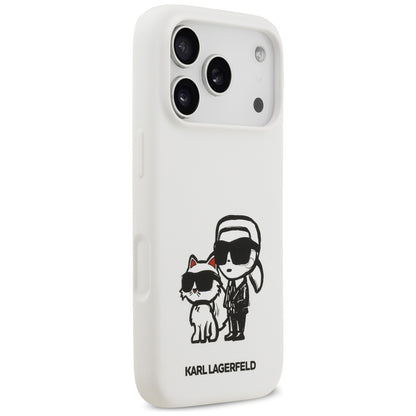 Tok Apple iPhone 17 Pro-hoz, Karl Lagerfeld, Sketch and Logo Karl & Choupette, Fehér